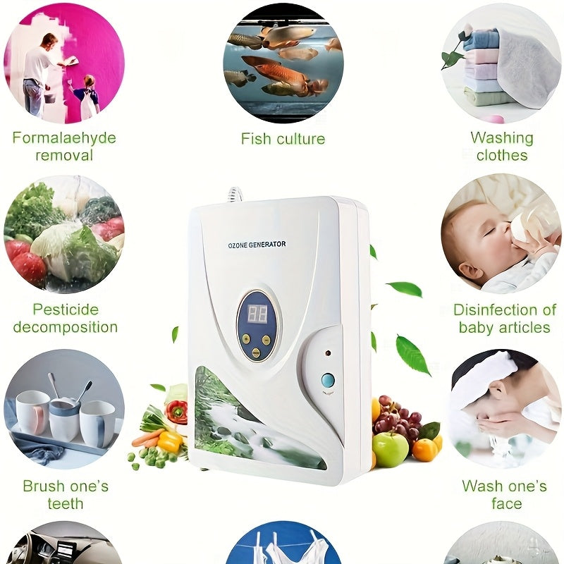 600mg/h Ozon generatori raqamli taymer bilan go‘sht, meva, sabzavotlar uchun portativ havoni tozalash qurilmasi
