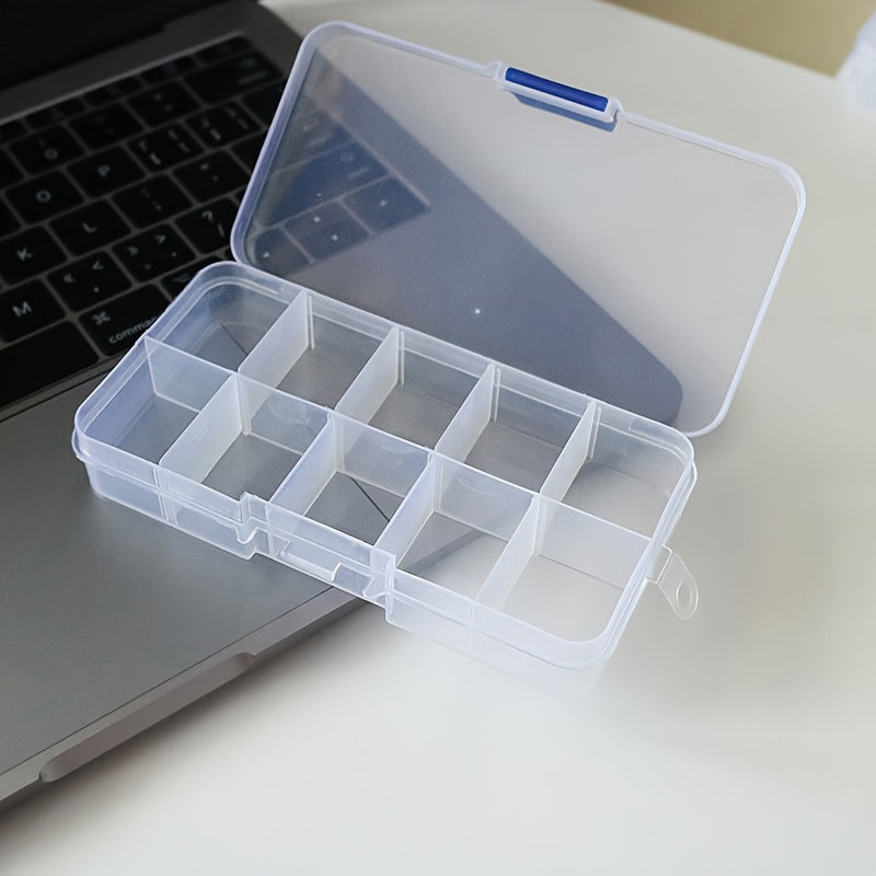 Small Transparent Plastic Jewelry Organizer Box with 10 Compartments for Earrings Rings Bracelets Necklaces