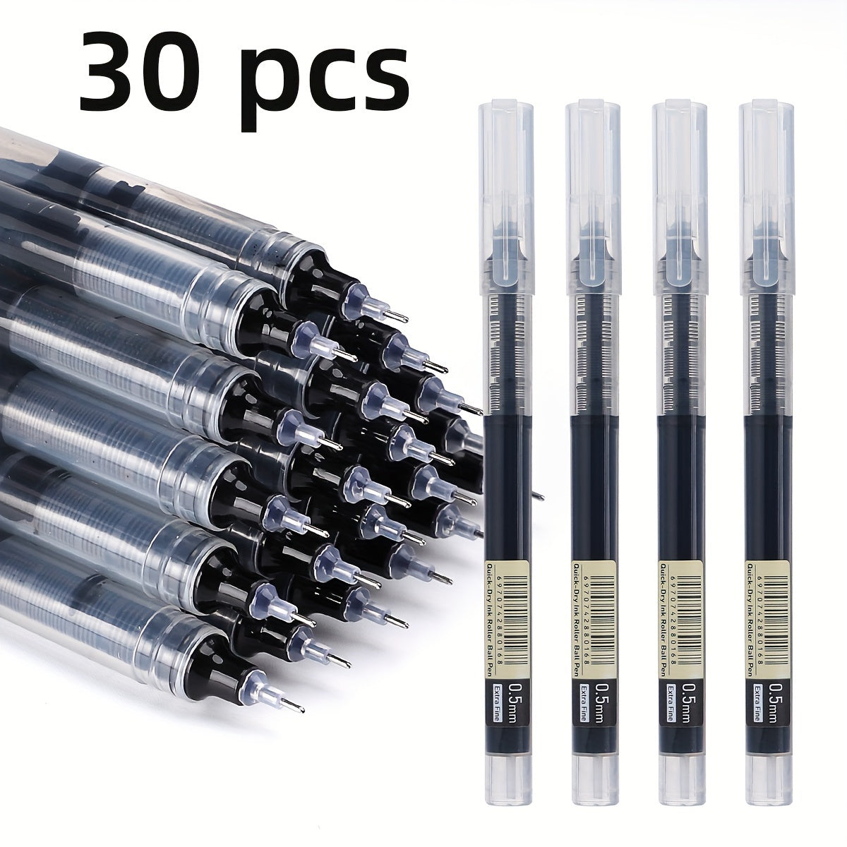 30pcs Ballpoint Pens Set 0.5mm Quick Drying Ink Black Blue Red for School Office
