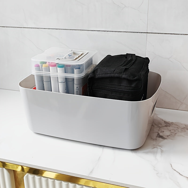 Large Plastic Storage Basket for Cosmetics and Sundries with Multiple Compartments