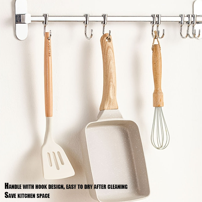 Japanese Style Tamagoyaki Pan Set Non-Stick Silicone Omelette Cookware with Wooden Handle