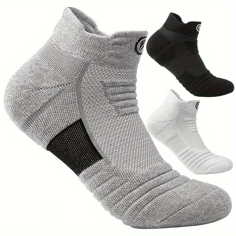 Men's Athletic Compression Socks 5 Pairs Breathable Sweat-Wicking Polyester Gray Black White