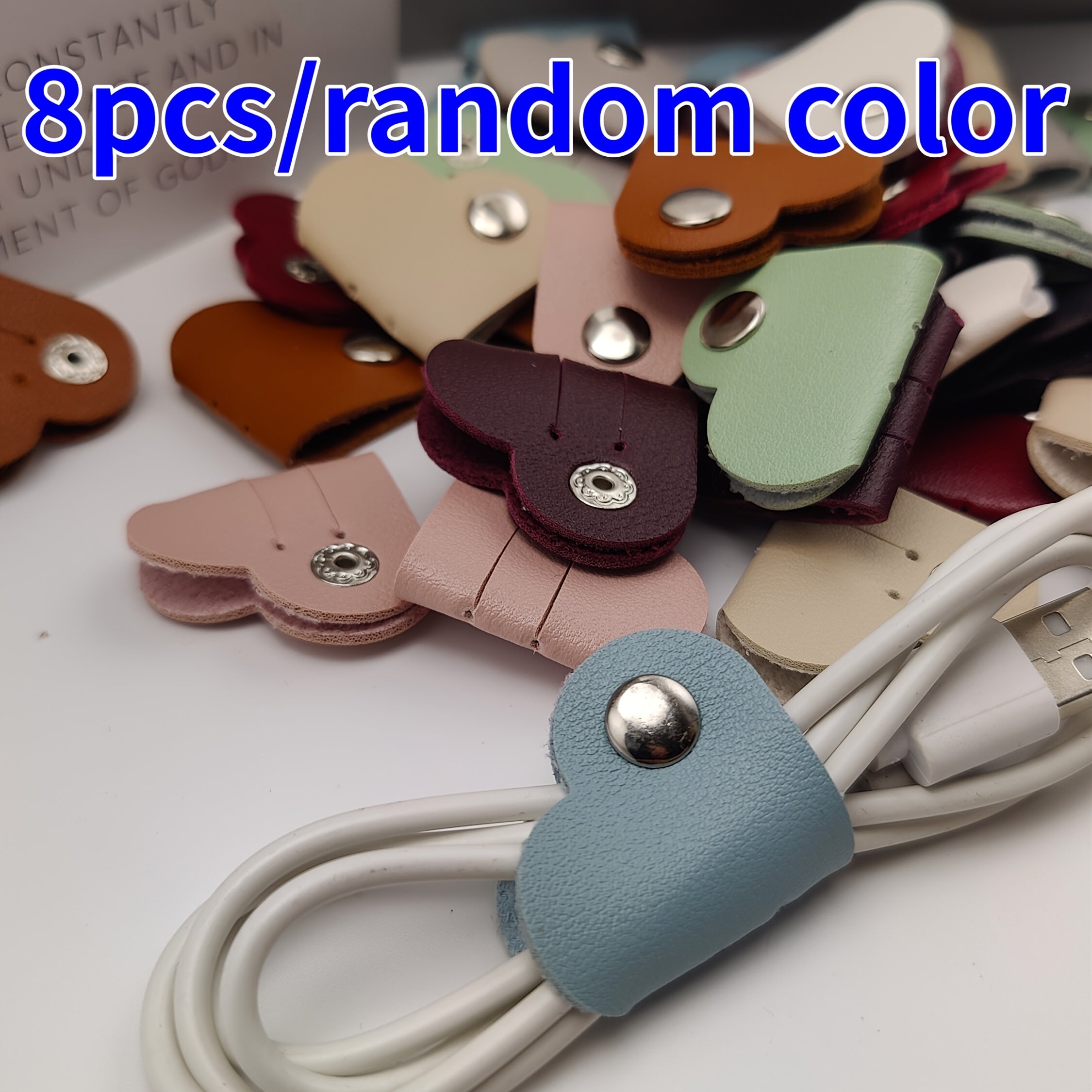 Heart-Shaped PVC Leather Cable Organizer Set for Headphones and Charging Cords