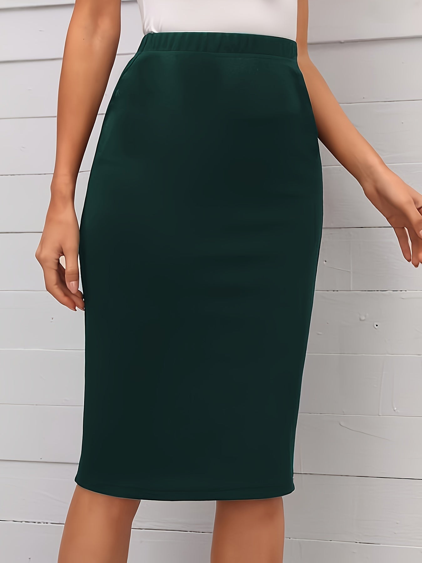 Plus Size Pencil Skirt Polyester Knit Geometric Pattern Stretchable Spring Summer Fall