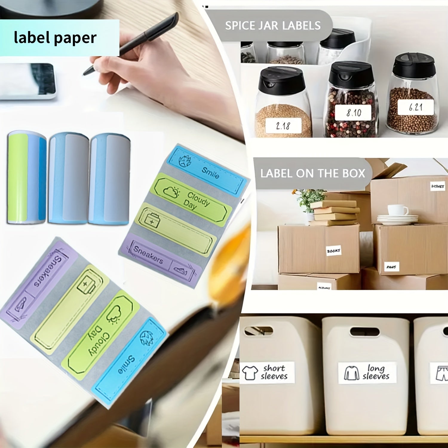 Mini Portable Thermal Wireless Printer with 3 Rolls of Thermal, Self-Adhesive, Colored, and Label Paper
