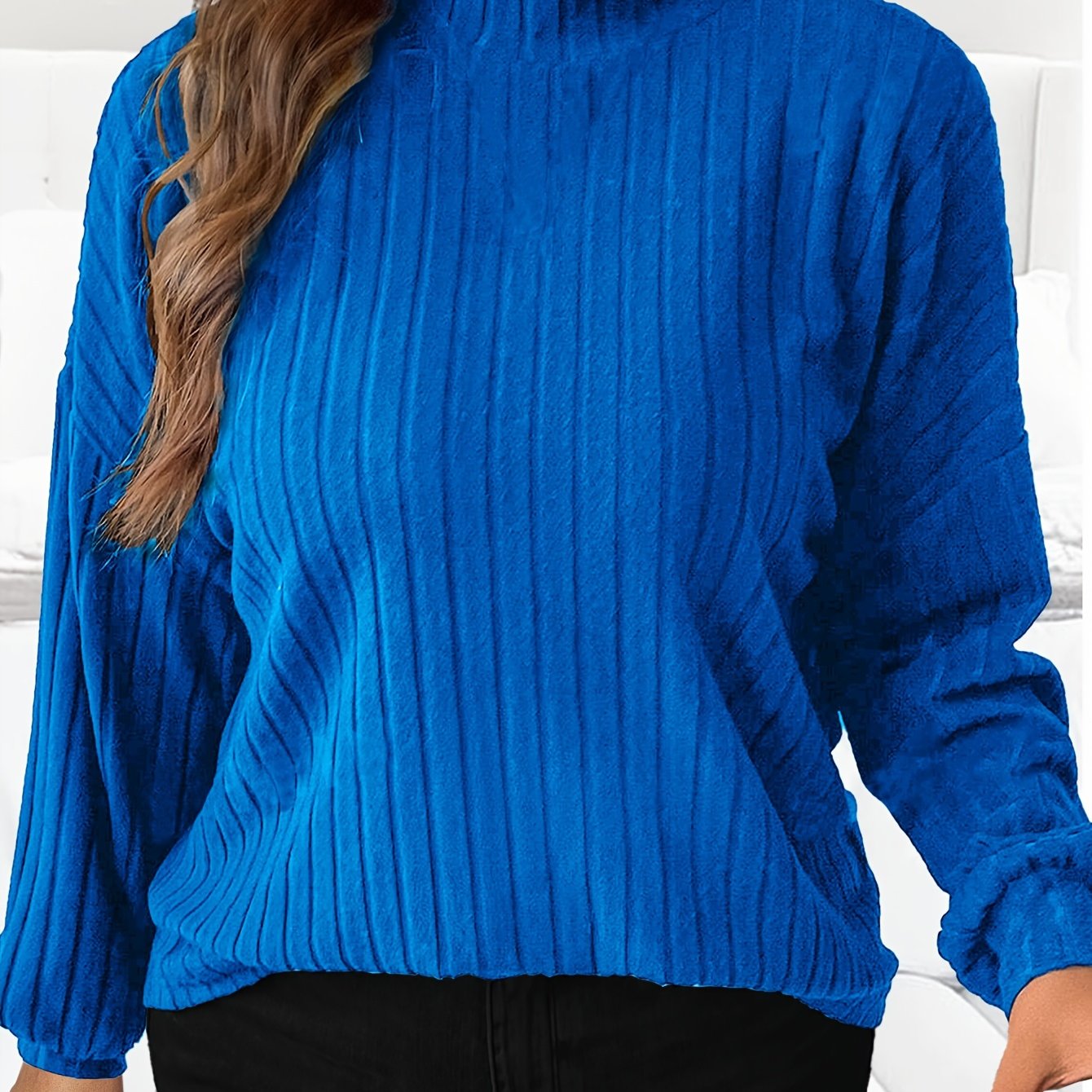 Women's Fall Winter Solid Color Loose Fit Hoodie Long Sleeve Top Small High Collar Drop Shoulder Plaid