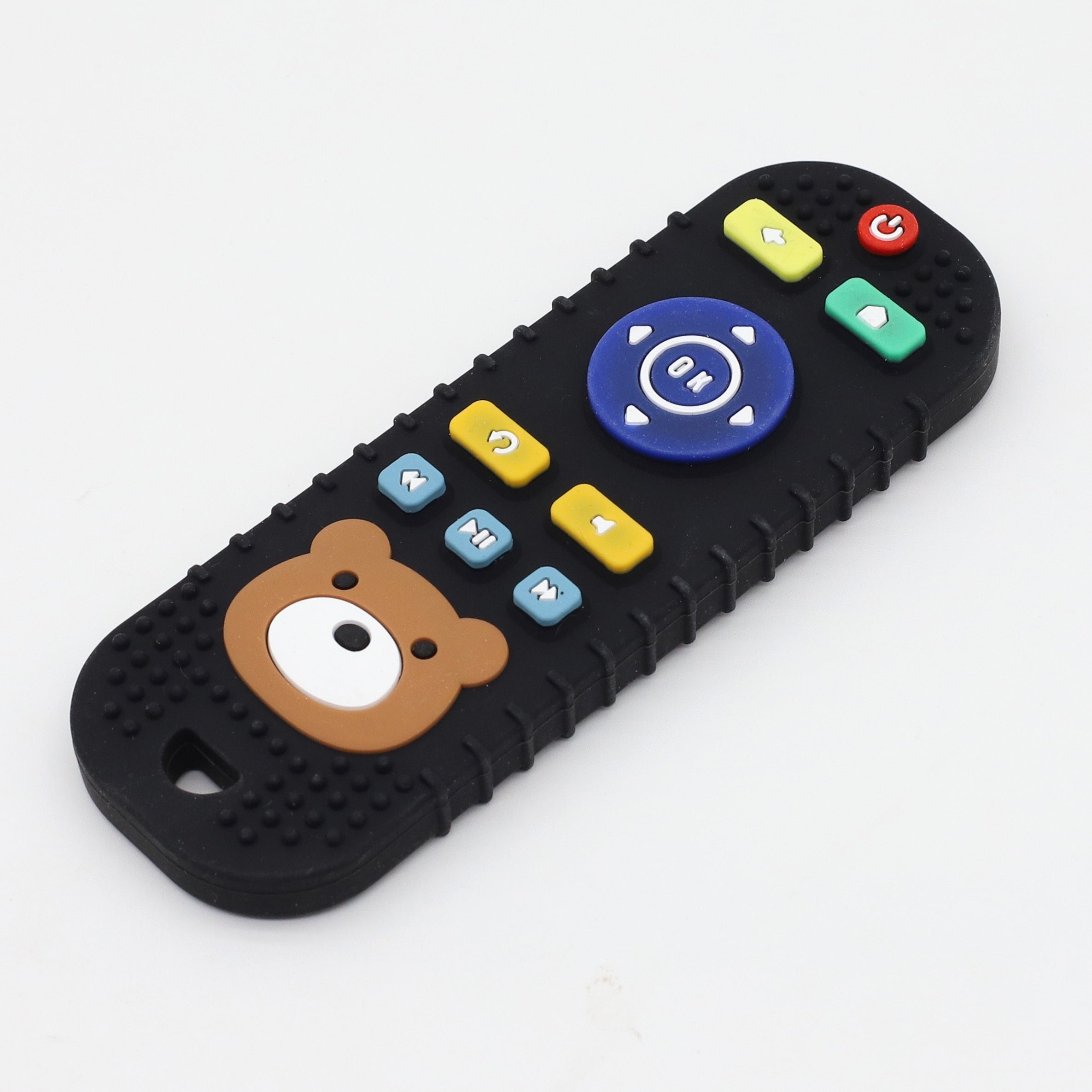 Food-Grade Silicone Baby Teether Toy Simulated Remote Control Oblong Black for 0+