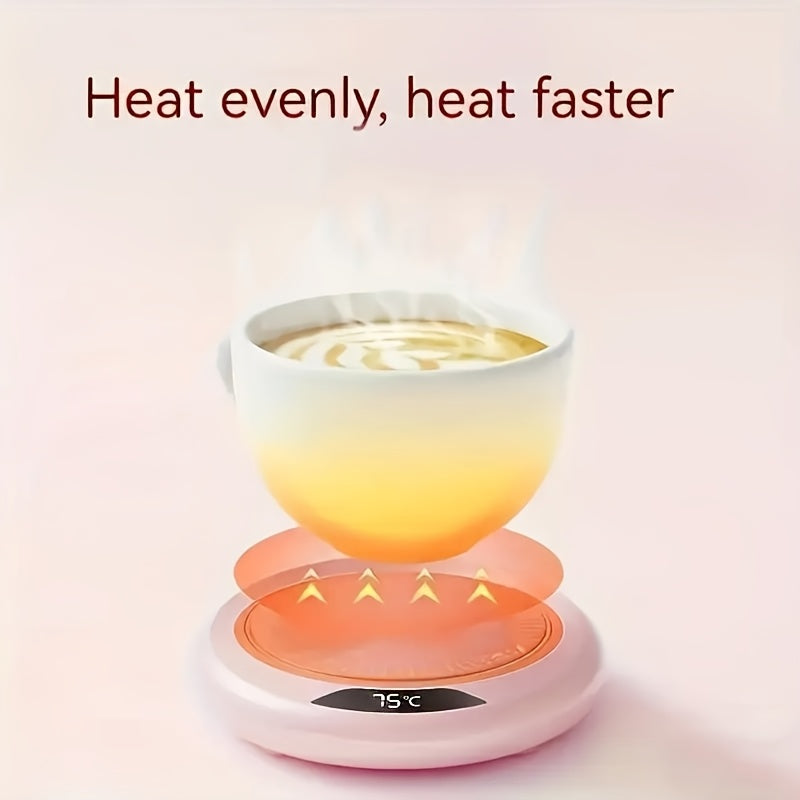Pink USB Coffee Warmer with Copper Rose Design, 3 Temp Settings