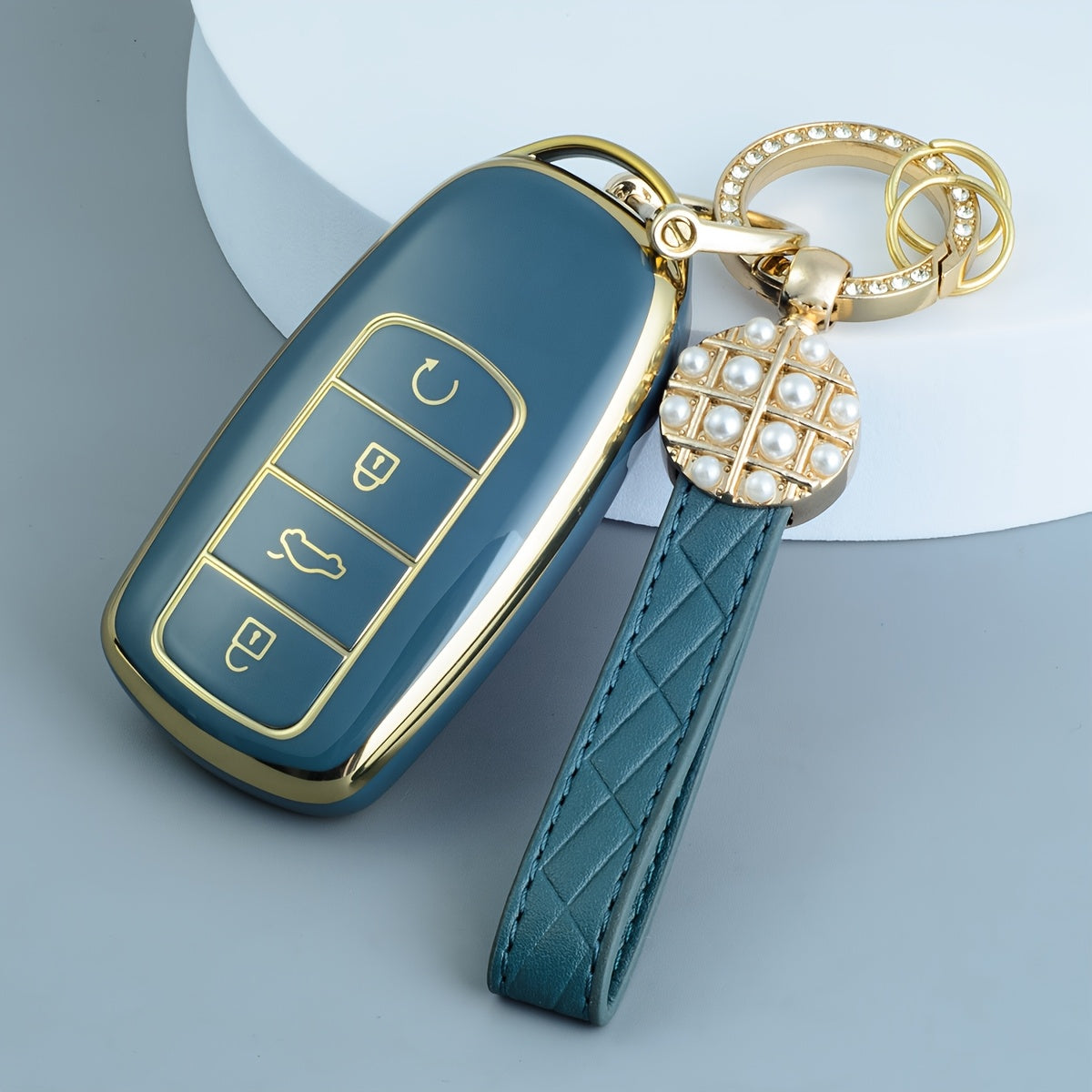 Car Key Fob Cover TPU Black Gold Pearl Protective Case for SUV