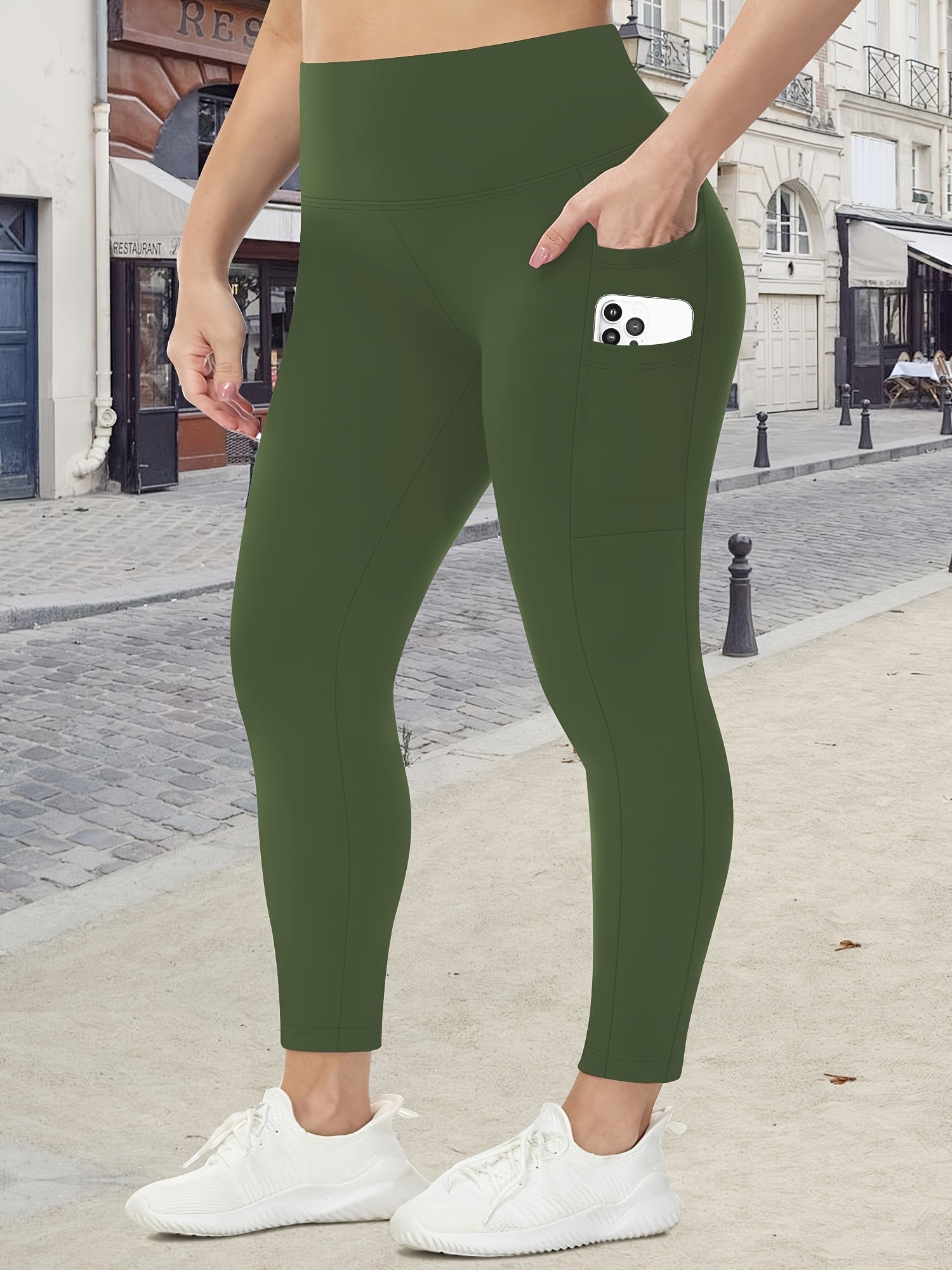 Plus Size High Waist Stretchy Leggings with Pockets for Yoga and Workout