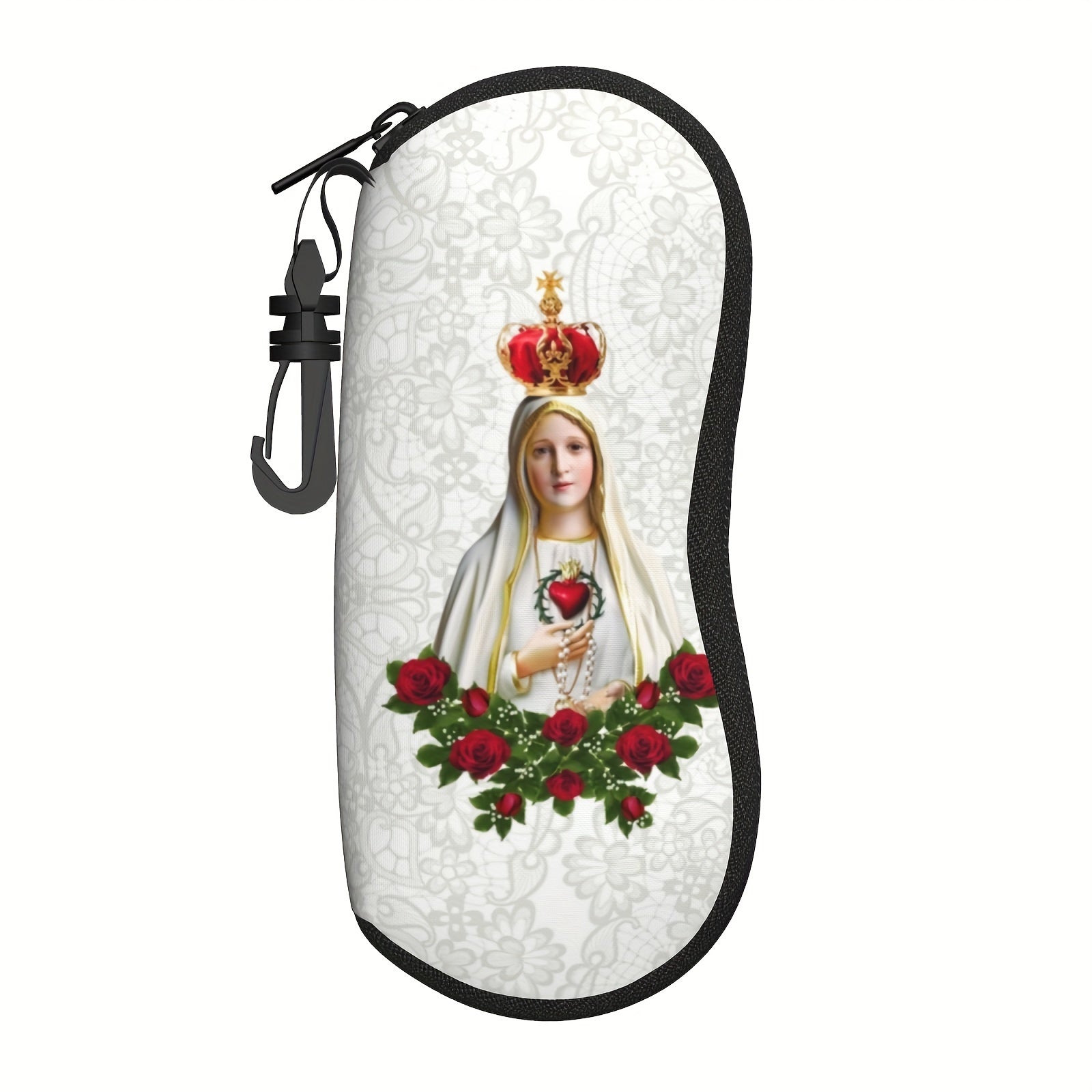 Our Lady of Fatima Virgin Mary Eyeglass Case Waterproof Neoprene with Keychain