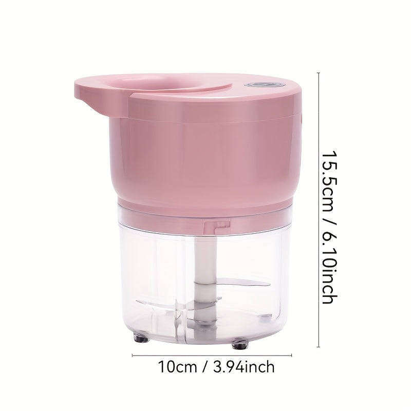 Pink Electric Meat Grinder and Vegetable Chopper Rechargeable USB Fast Grinding