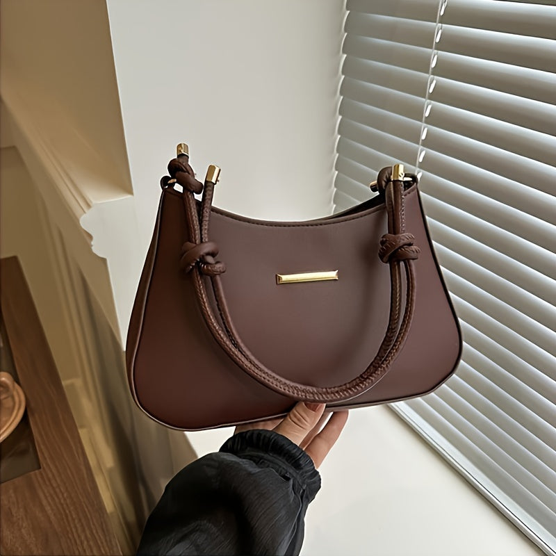 Black Square Handbag with Zipper Closure Crossbody Edge Paint Detail PU Casual Women's