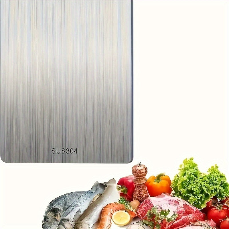 Double-Sided Stainless Steel Kitchen Cutting Board for Meat Fruits Vegetables Non-Slip