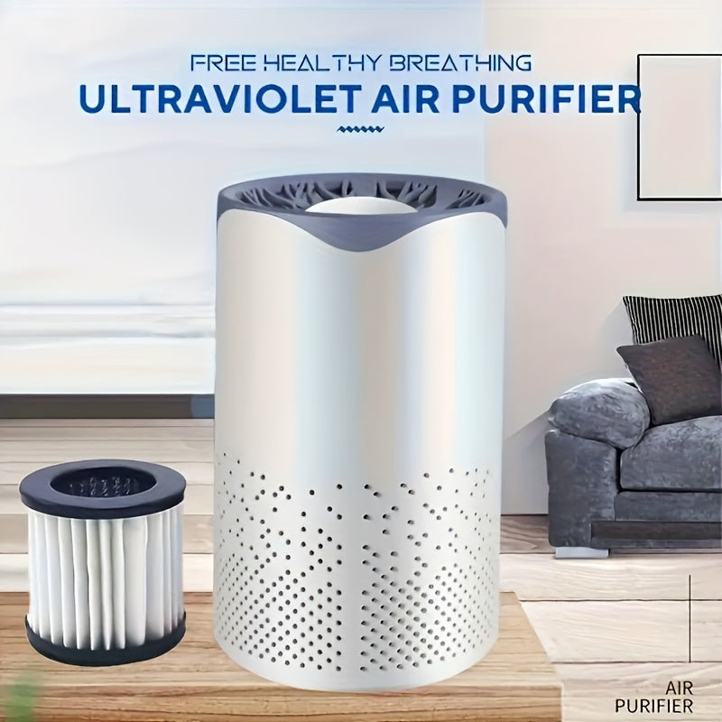 Portable White HEPA Air Purifier with UV Light for Home Office Dust Pet Dander