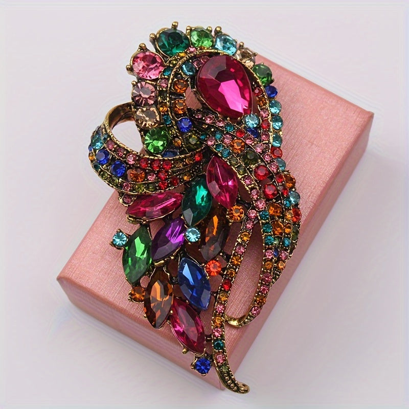 Vintage Style Rhinestone Brooch Pin with Irregular Shape in Six Colors for Dresses and Coats