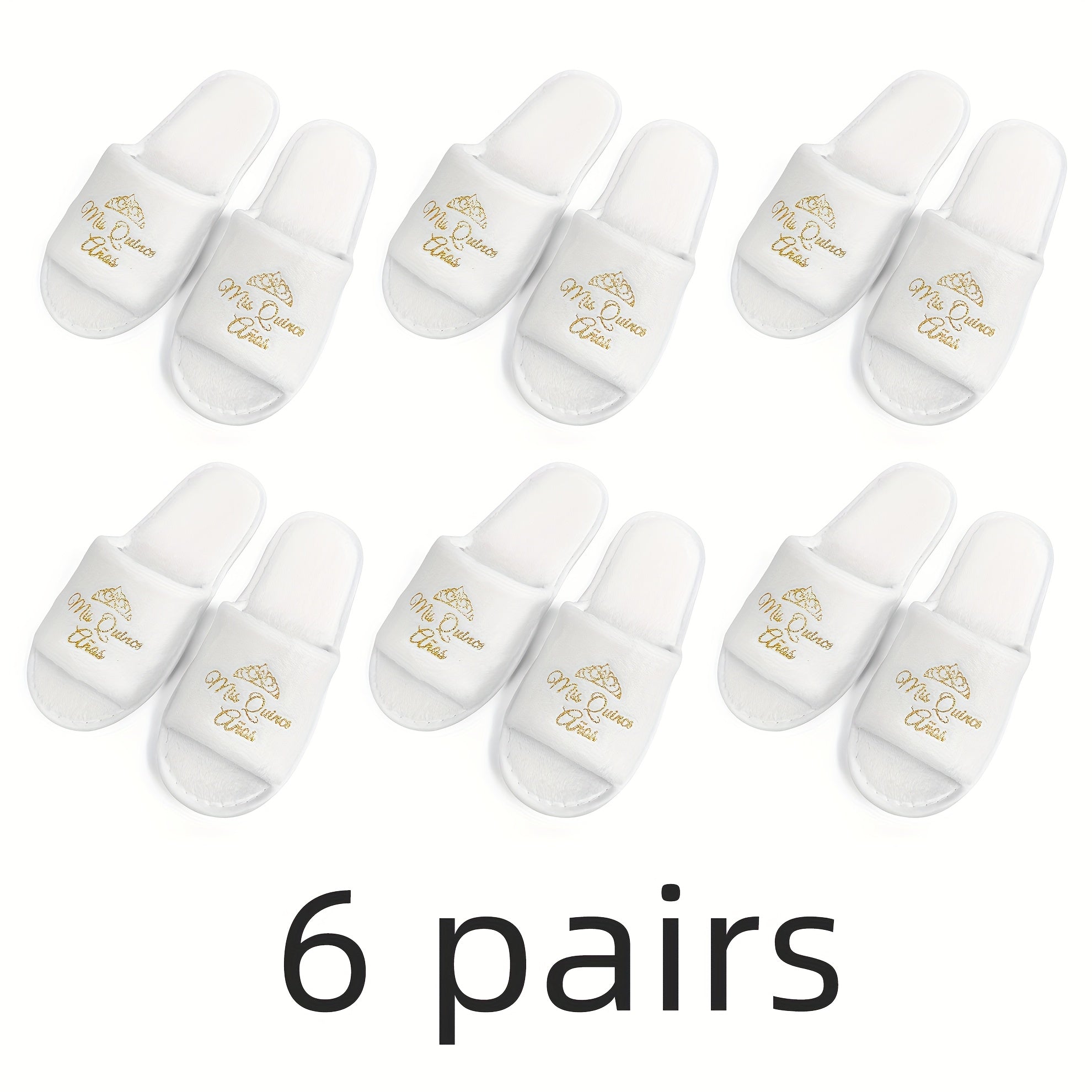 Girls 15th Birthday Glitter Gold Crown Script Slippers Soft EVA Flats