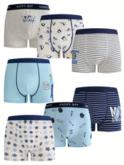 Kids' Cotton Boxer Briefs 7-Pack with Cartoon Prints Regular Fit All-Season