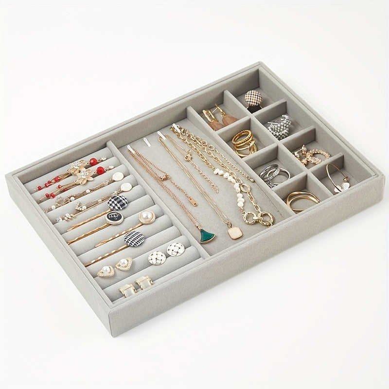 Caja de almacenamiento para joyas con compartimentos para anillos, pendientes, pulseras, collares y relojes 28.5cm x 20.5cm