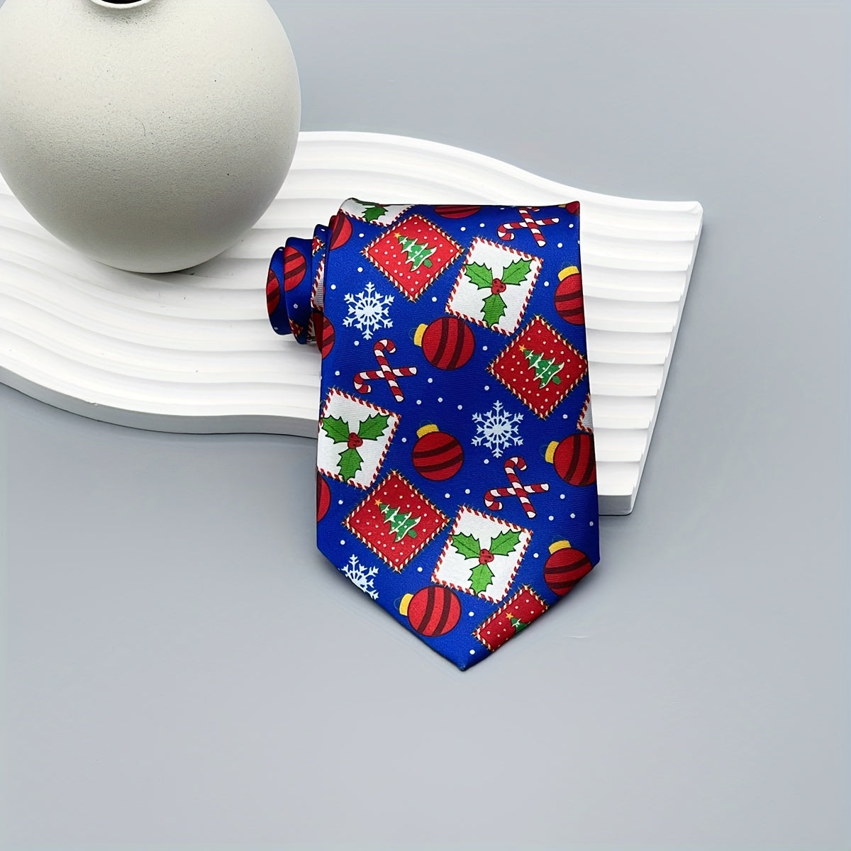 Men's Christmas Tie Woven Polyester with Santa Snowman and Tree Designs