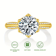 S925 Silver Half Wall Engagement Ring 18K Gold Plated Valentine's Day Gift