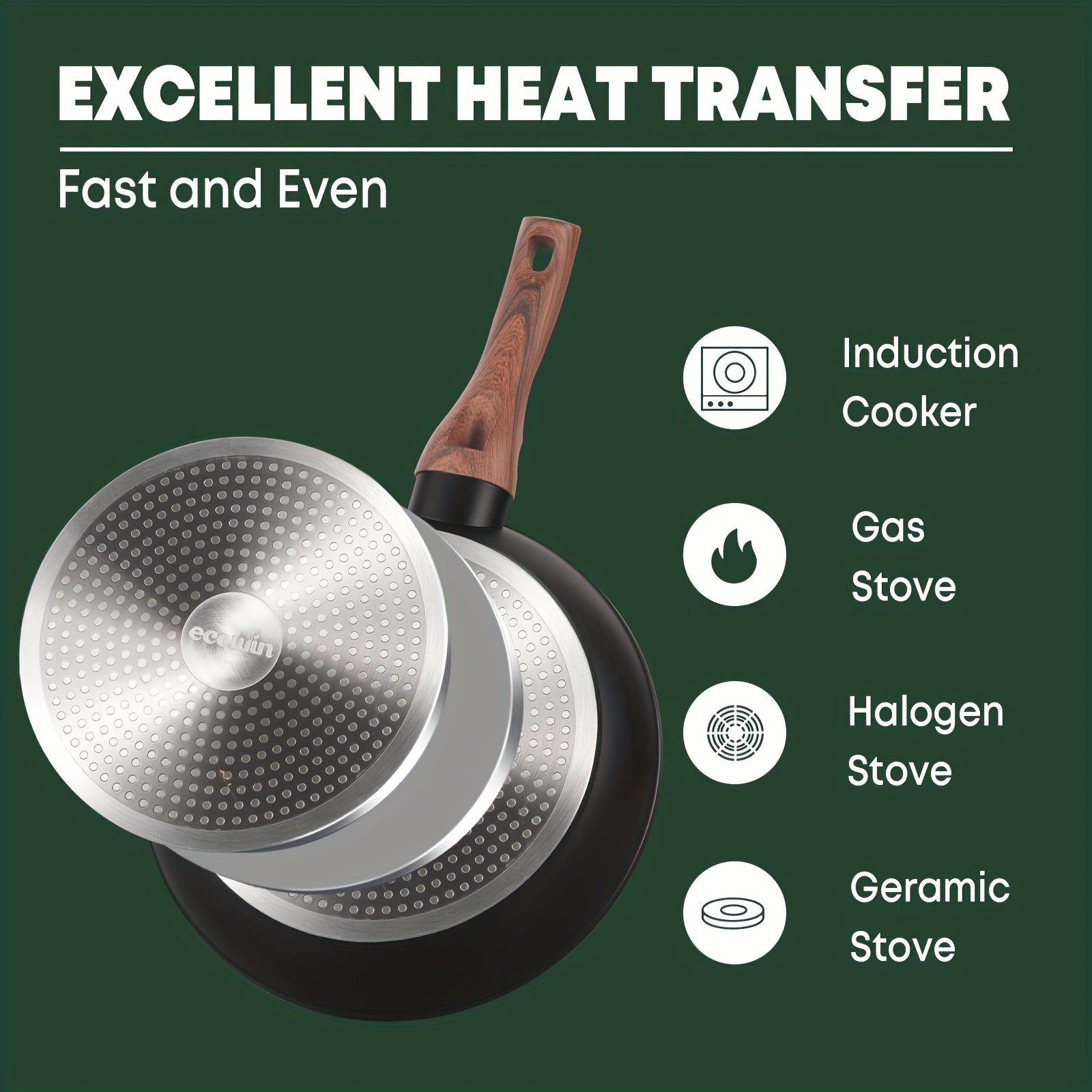 Non-Stick Cookware Set 6 Pieces Aluminum Pots and Pans for All Stovetops