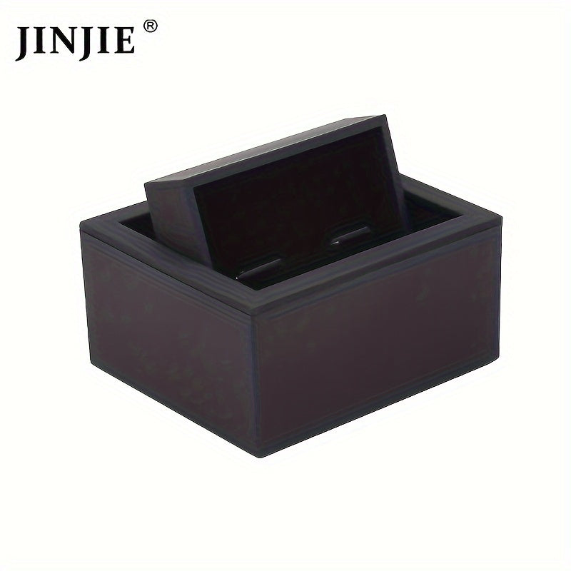 Black Velvet Cufflink Gift Box with Flip Mirror and Desktop Stand