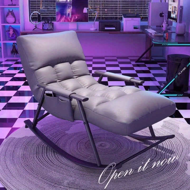 Adult Nordic Style Rocking Lounge Chair with Handle Recliner and Washable Tech Cloth