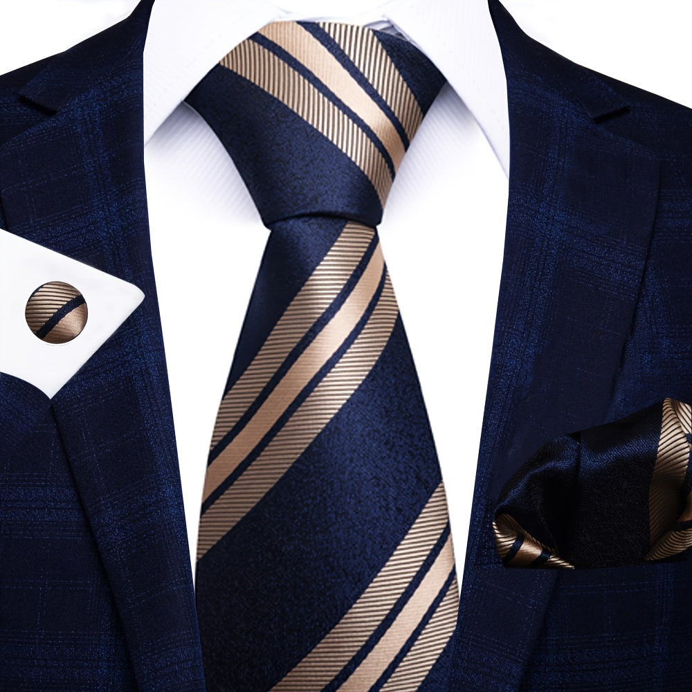 Men's Formal Tie Handkerchief Cufflinks Set for Weddings Parties Business Events