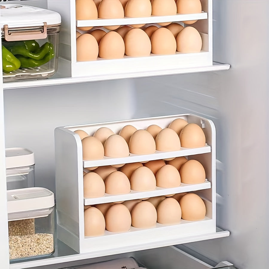 Large Capacity Plastic Egg Organizer for Refrigerator, 30 Egg Storage Box