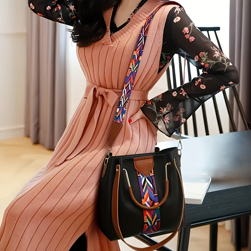 Women's Handbag Set 4-Piece Water-Resistant PU Tote Messenger Wallet Pouch