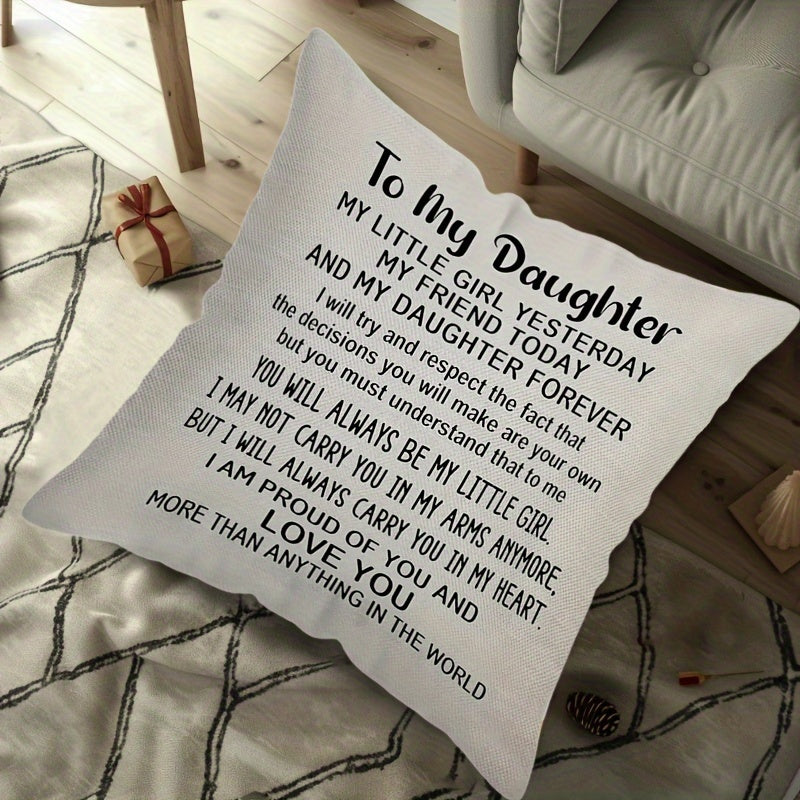Double-Sided Daughter Pillow Cover Cozy Plush Home Decor Birthday Gift from Mom and Dad