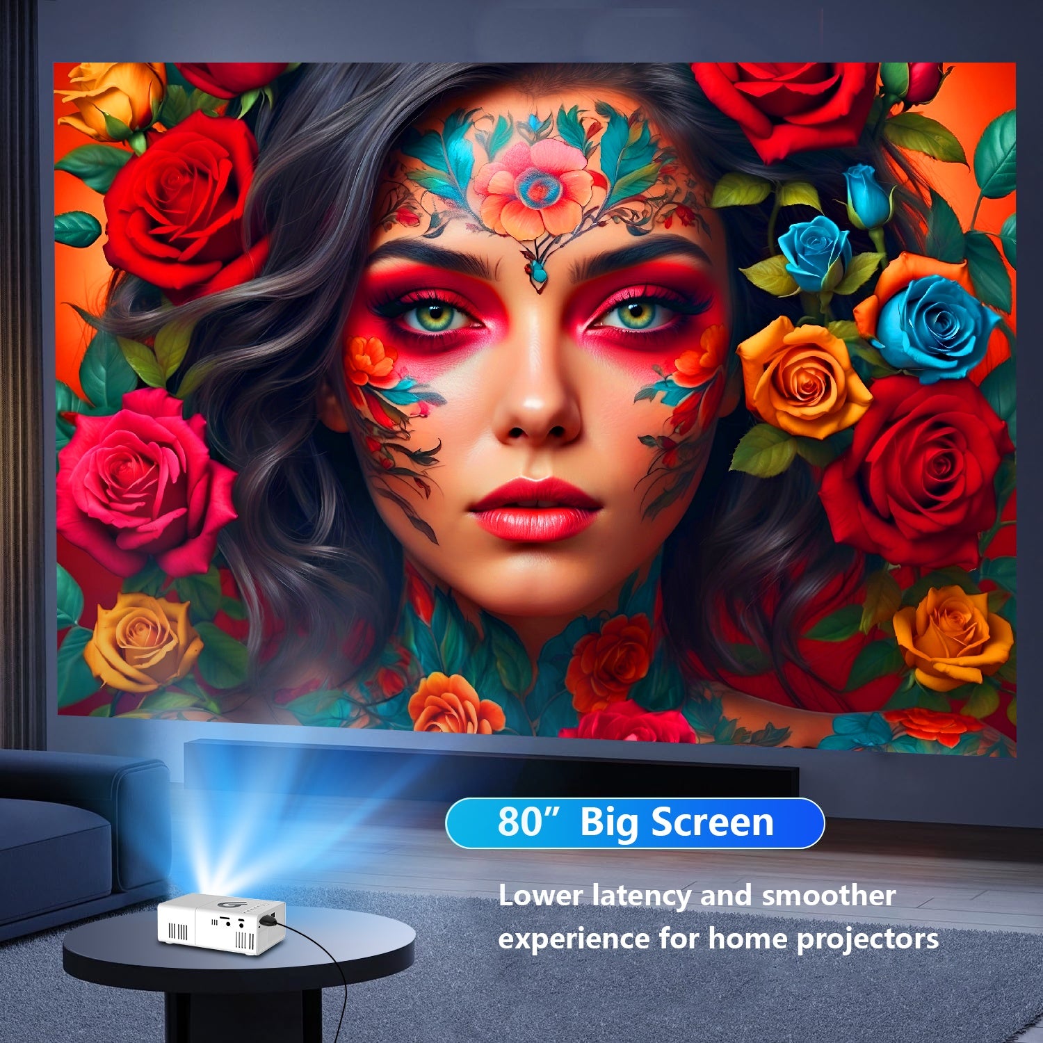 Портативный мини-проектор для фильмов, ТВ, ноутбука, смартфона с пультом дистанционного управления