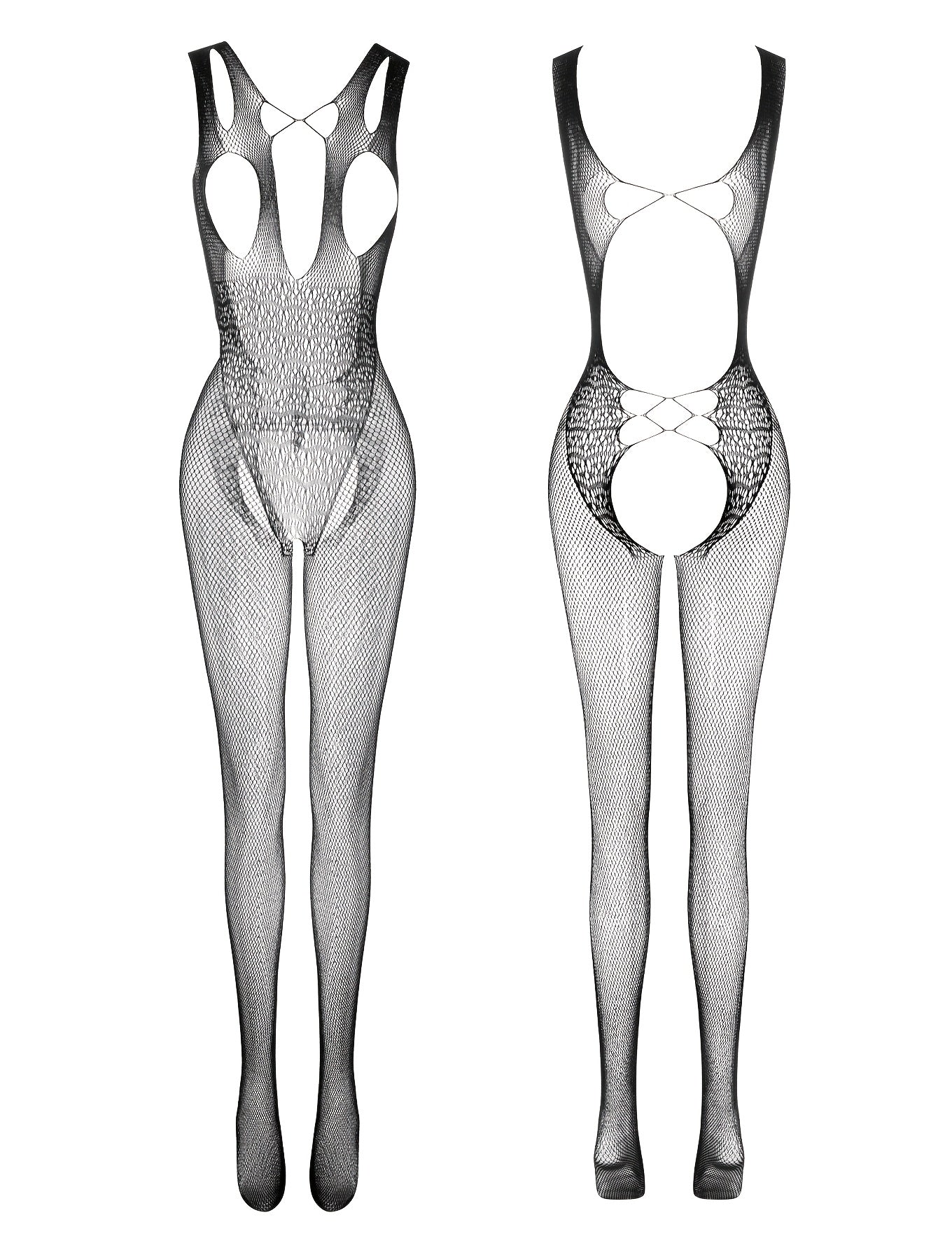 Body de encaje negro para mujer con entrepierna abierta y frontal