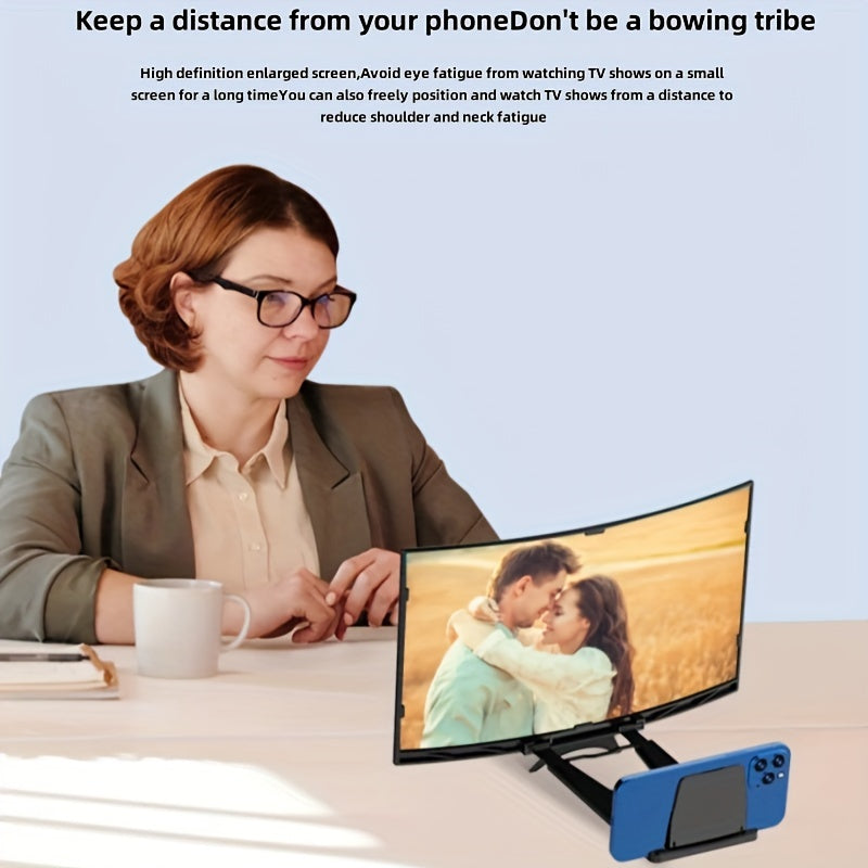 Curved Phone Screen Amplifier with High-Definition Large Screen and Anti-Blue Light Technology