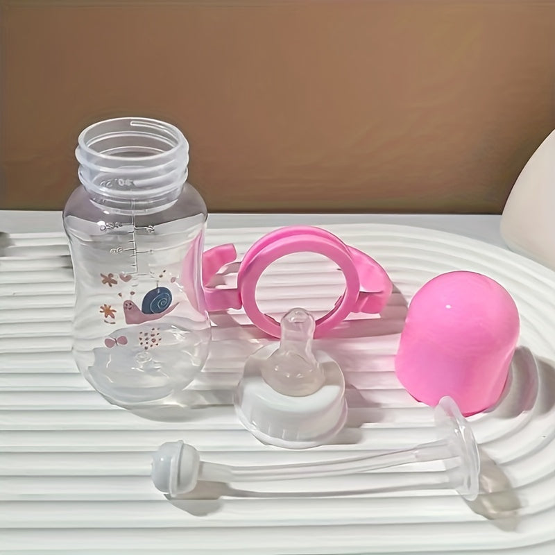 Baby Bottle with Handle and Straw 5oz 150ml Food Grade Feeding Bottle in Random Pattern