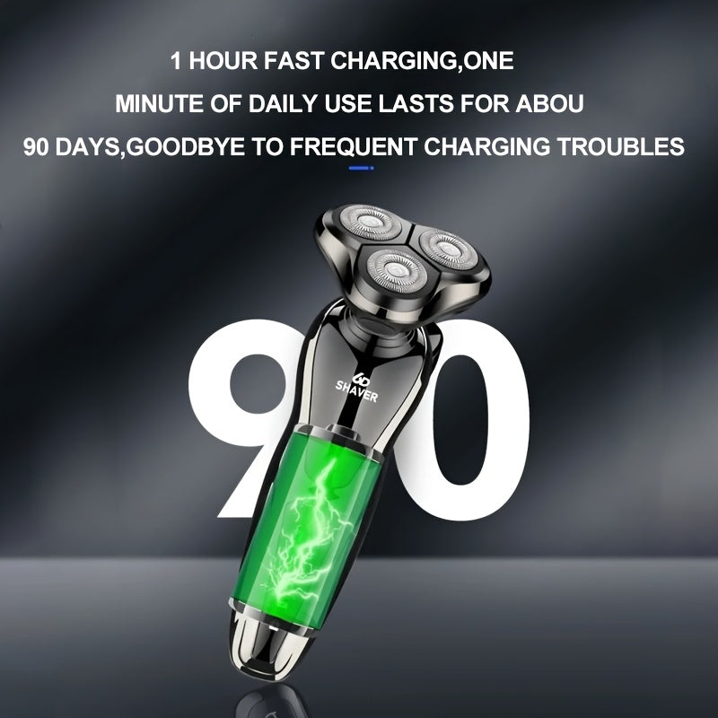 3-in-1 Rechargeable Electric Razor for Men Nose Hair Sideburns Trimmer Waterproof Gift