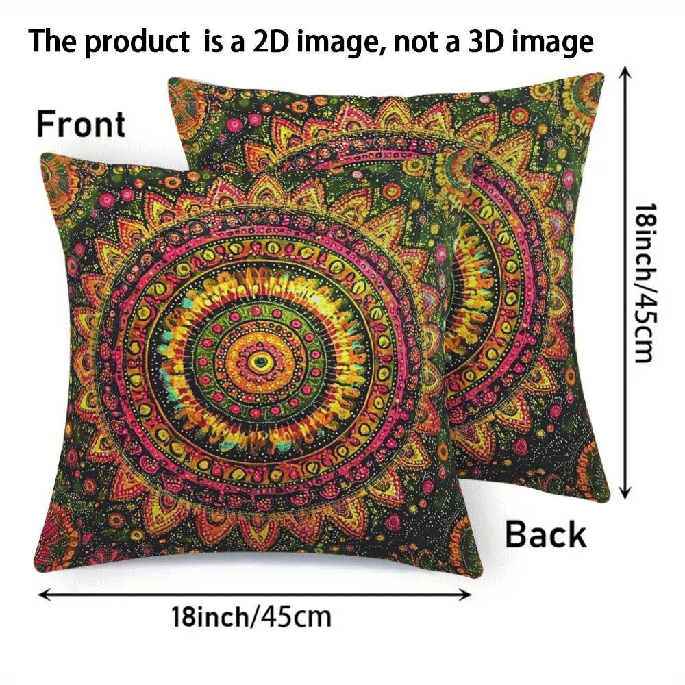 Bohemian Mandala Flannel Pillow Covers Set 45.72 cm Decorative Cushion Cases