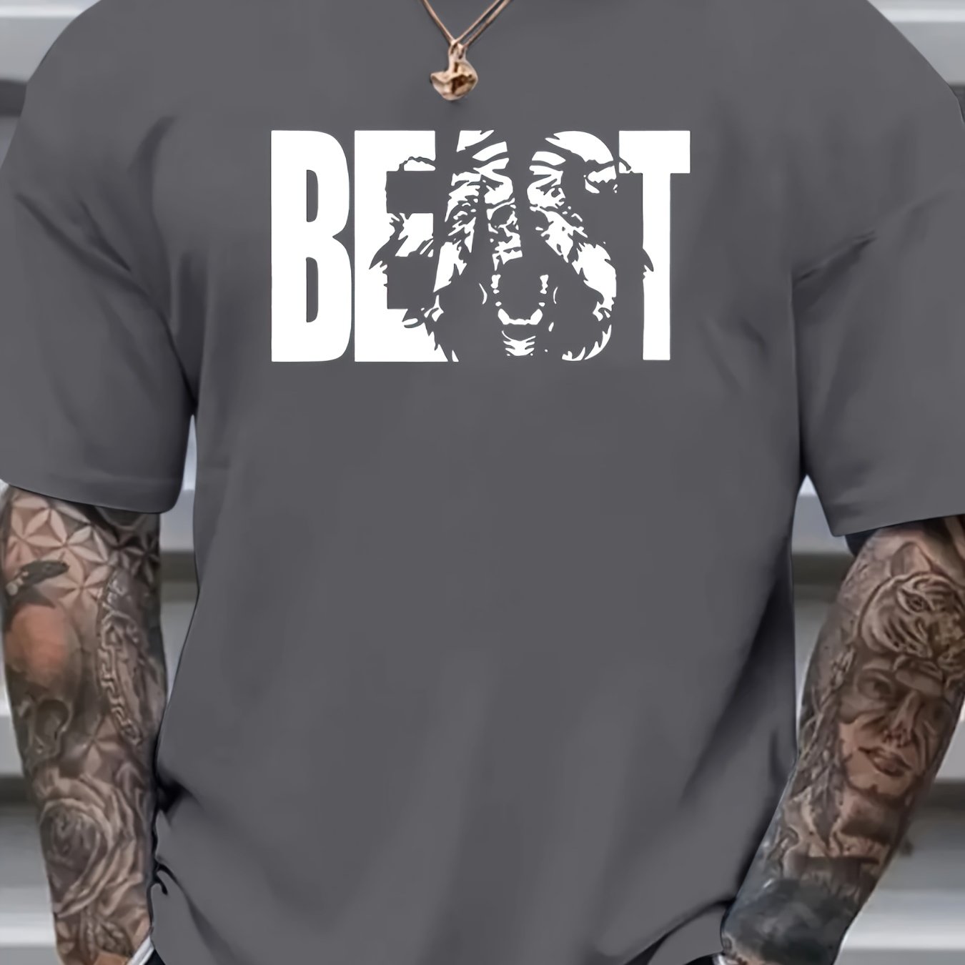 Мужская футболка из полиэстера большого размера с уникальным принтом, круглый вырез, для всех сезонов