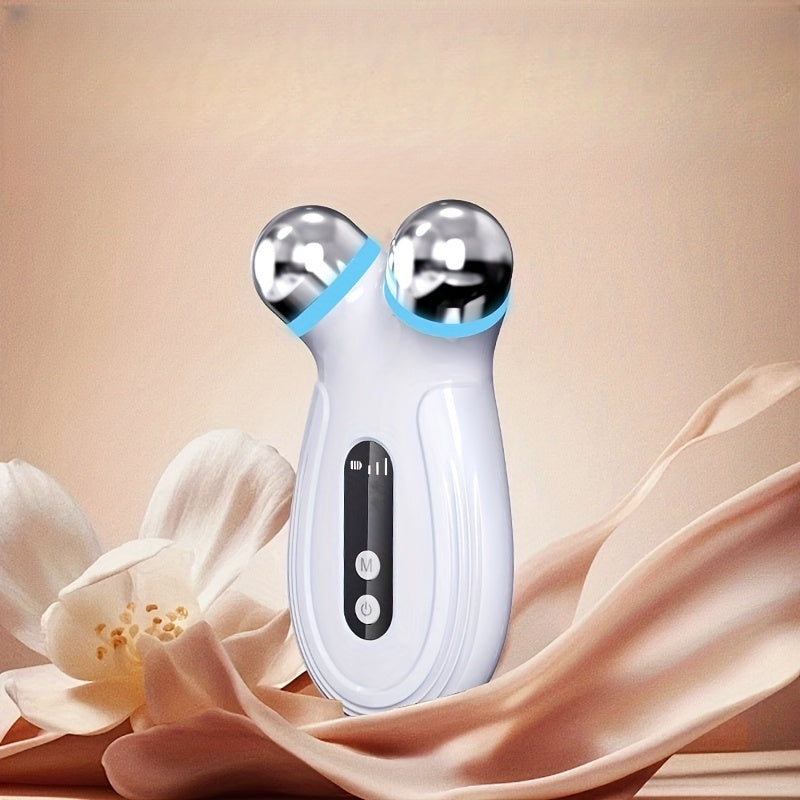 Yuz va bo'yin massajchisi, ko'k LED chiroqlari bilan - qayta zaryadlanadigan, USB orqali zaryadlash - ayollar uchun ideal teri parvarishi sovg'asi, zamonaviy estetik va ergonomik dizaynga ega go'zallik qurilmasi.