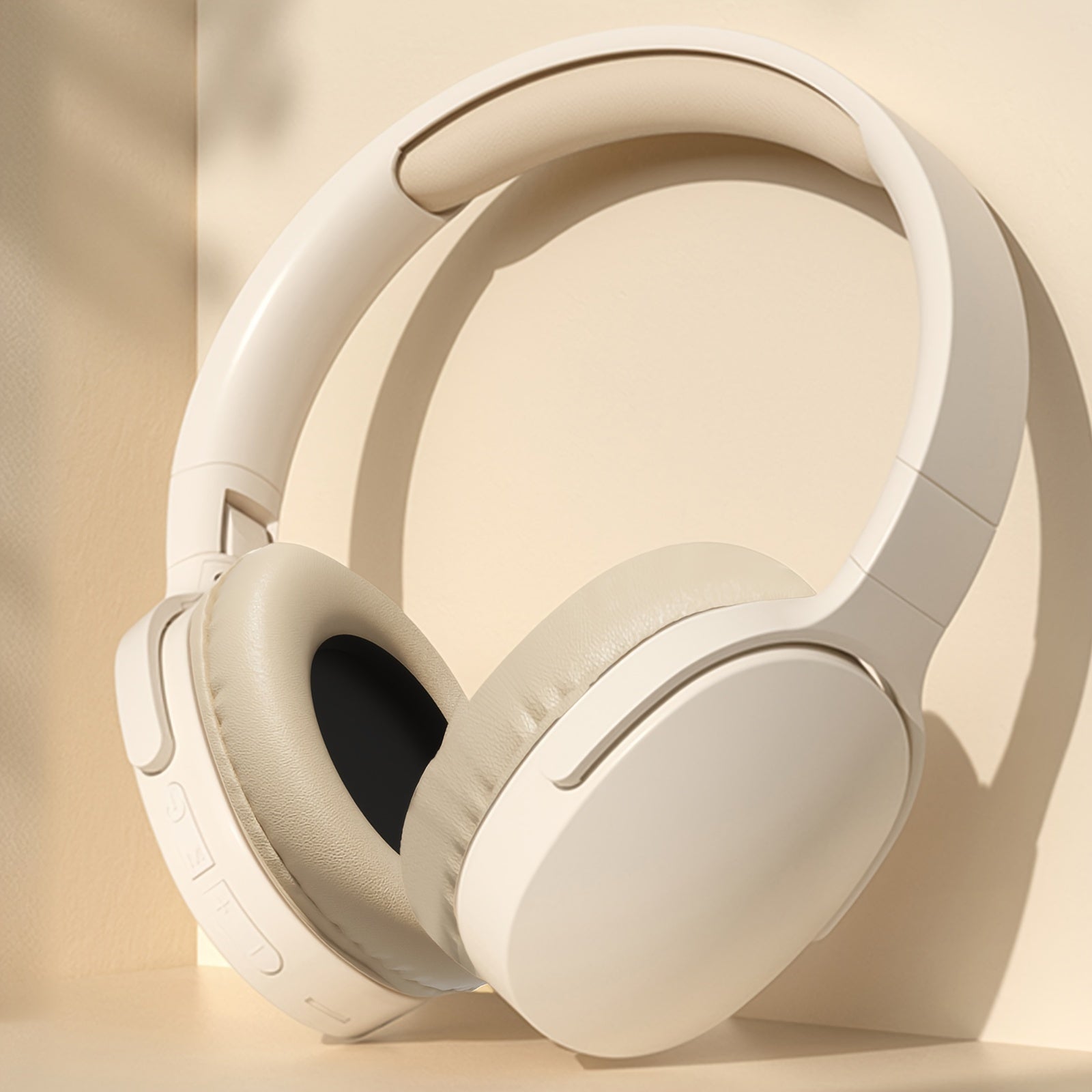 Wireless Over-Ear Headphones with 20H Playtime Noise-Canceling Microphone Foldable White