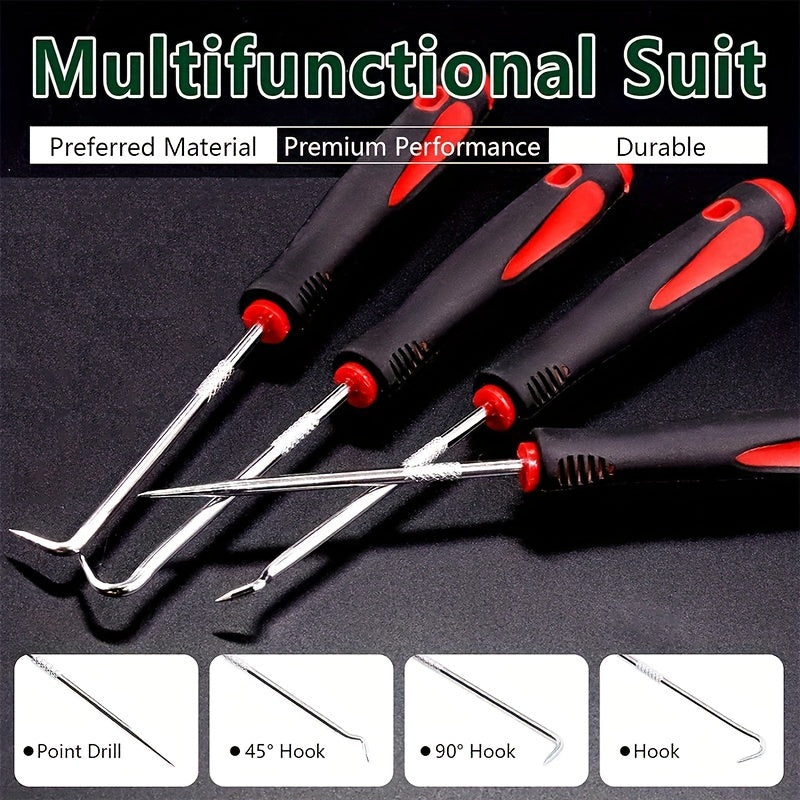 Juego de 4 piezas de herramientas para reparación de juntas de sellos de aceite con gancho y pinza para automóvil