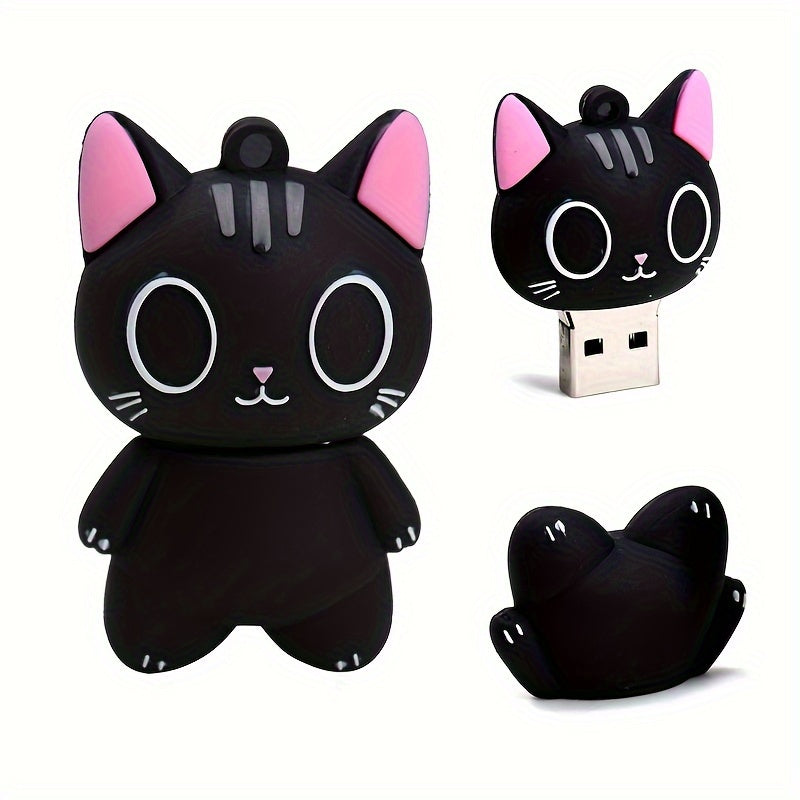 Cute Cat USB Flash Drive 128GB Silicone Portable Data Storage Device