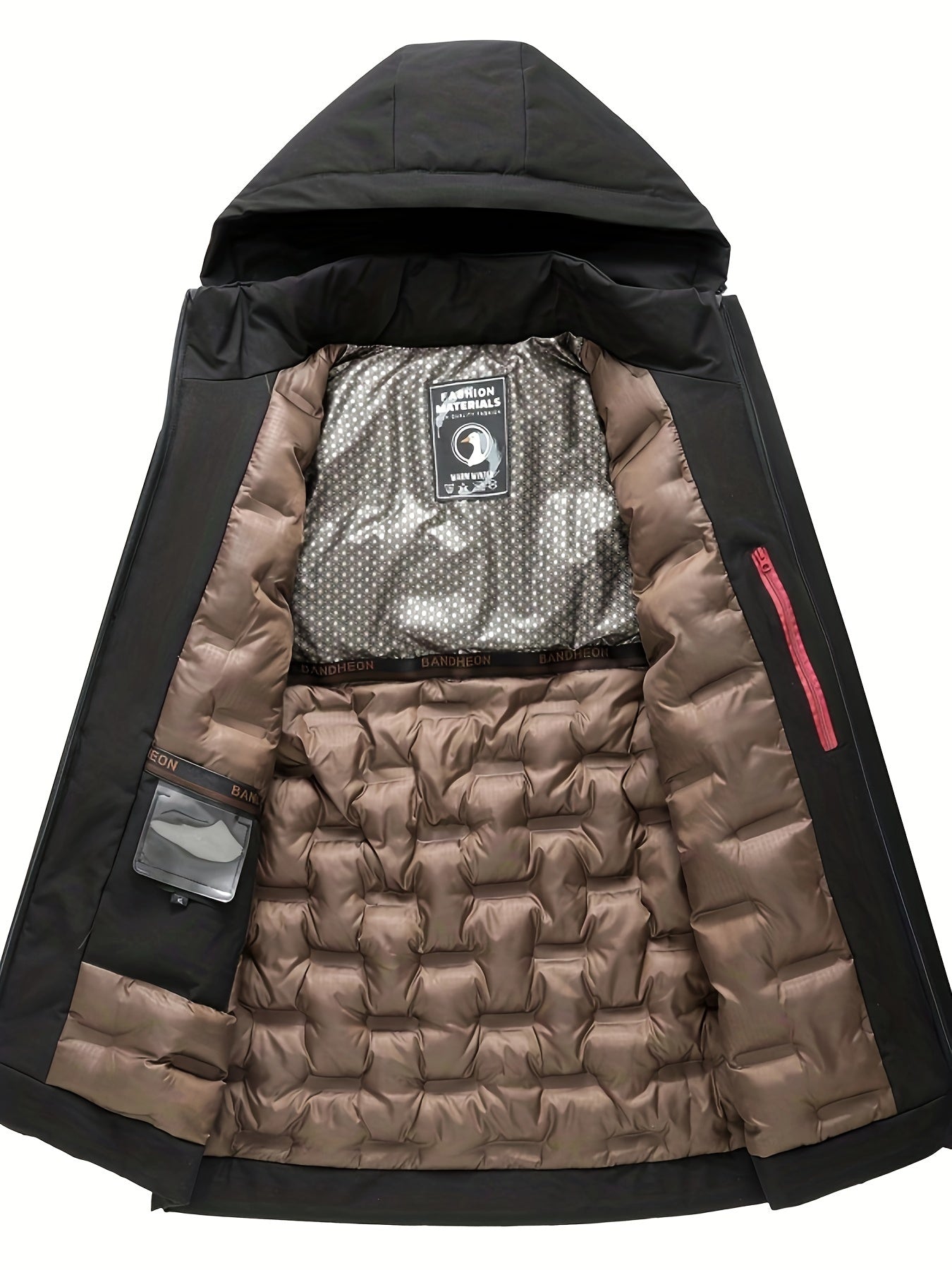 Men's Winter Coat Hooded Long Sleeve Polyester Filled Zipper Casual Outdoor