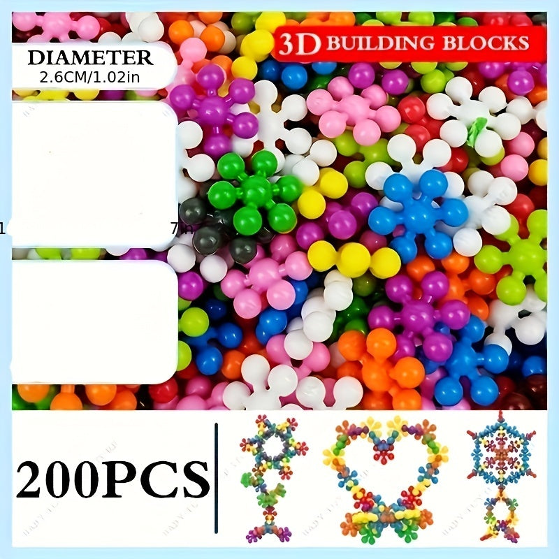 Set of 60/100/200 Plum Blossom and Snowflake Building Blocks for DIY Interlocking Puzzles Educational Toy