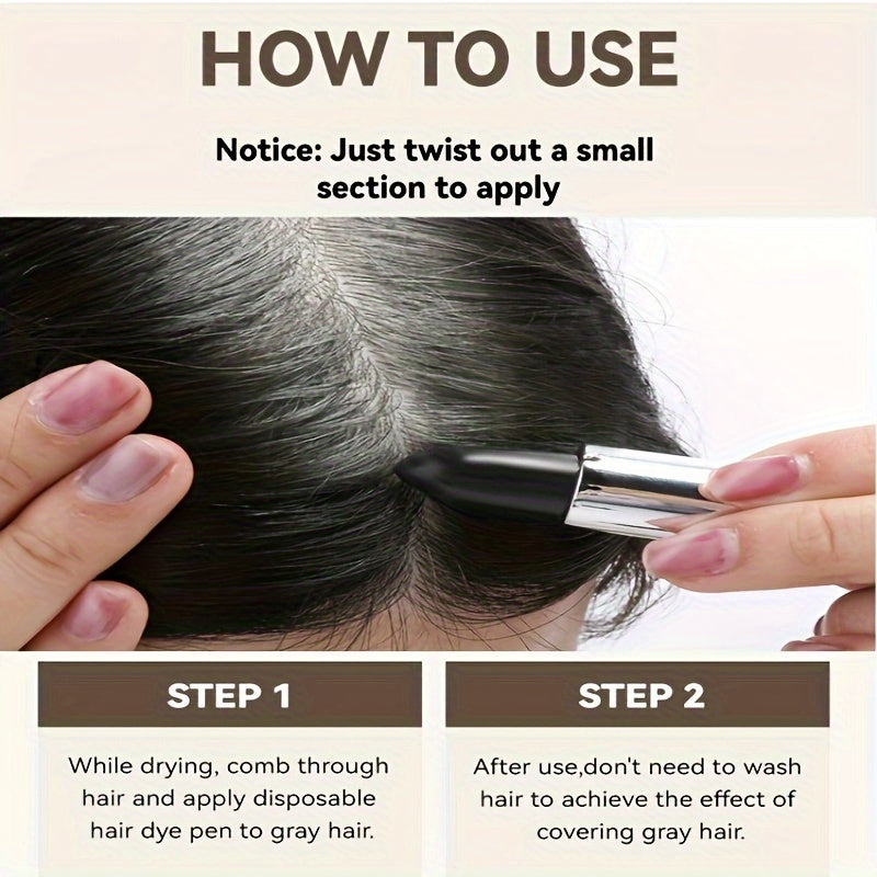 Bolígrafo de tinte para cabello desechable, barra de color temporal para cabello blanco y gris