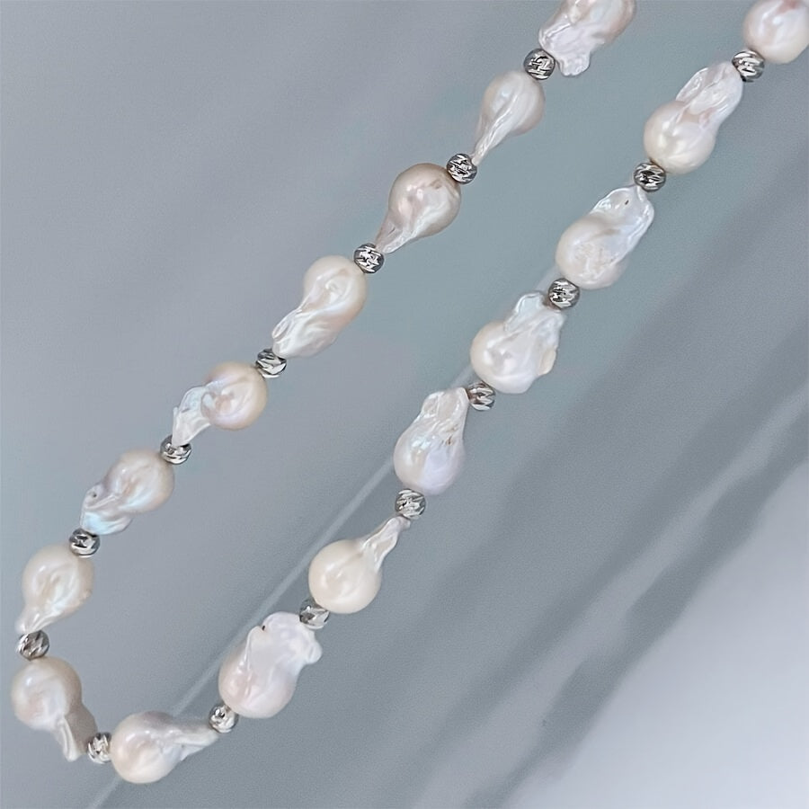 Handmade Freshwater Baroque Pearl Necklace for Weddings and Special Occasions 14-18mm Natural Pearls