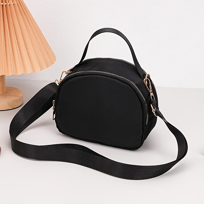 Floral Nylon Crossbody Bag for Women with Adjustable Strap and Zipper Closure