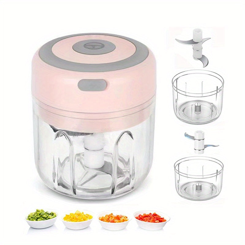 Electric Food Chopper and Meat Grinder Rechargeable Battery 1200 RPM 100/250ml Capacity