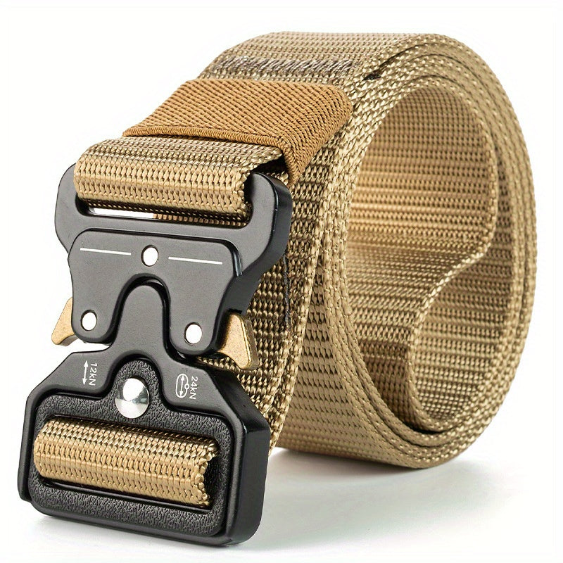 Men's Outdoor Work Belt Black Polyester Fiber Casual Buckle Belt for Pants